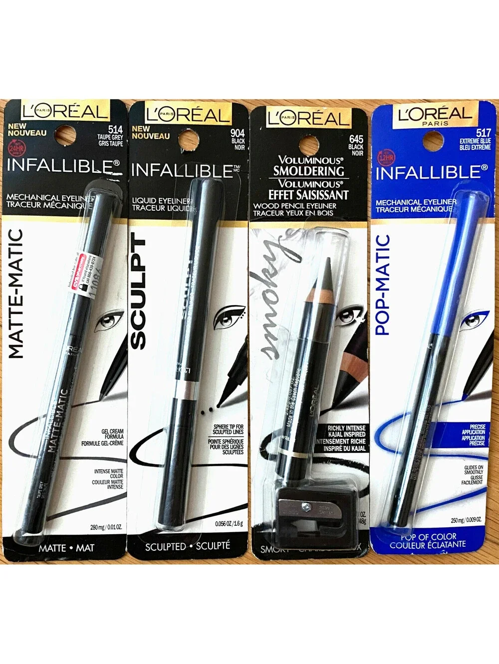 4-Pack NEW L'Oreal Infallible Liquid Pencil Smoldering Eyeliner NO REPS (Sealed)